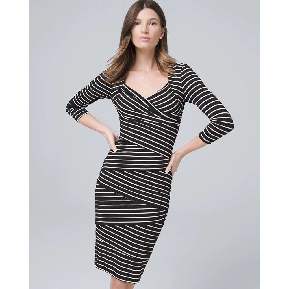 White House Black Market Black and White Striped Mini Dress